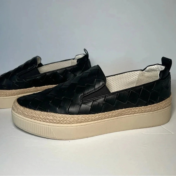 Franco Sarto Women's Hydee Slip On Shoe Size 10 Platform Flats Black Woven Vegan - Picture 5 of 13